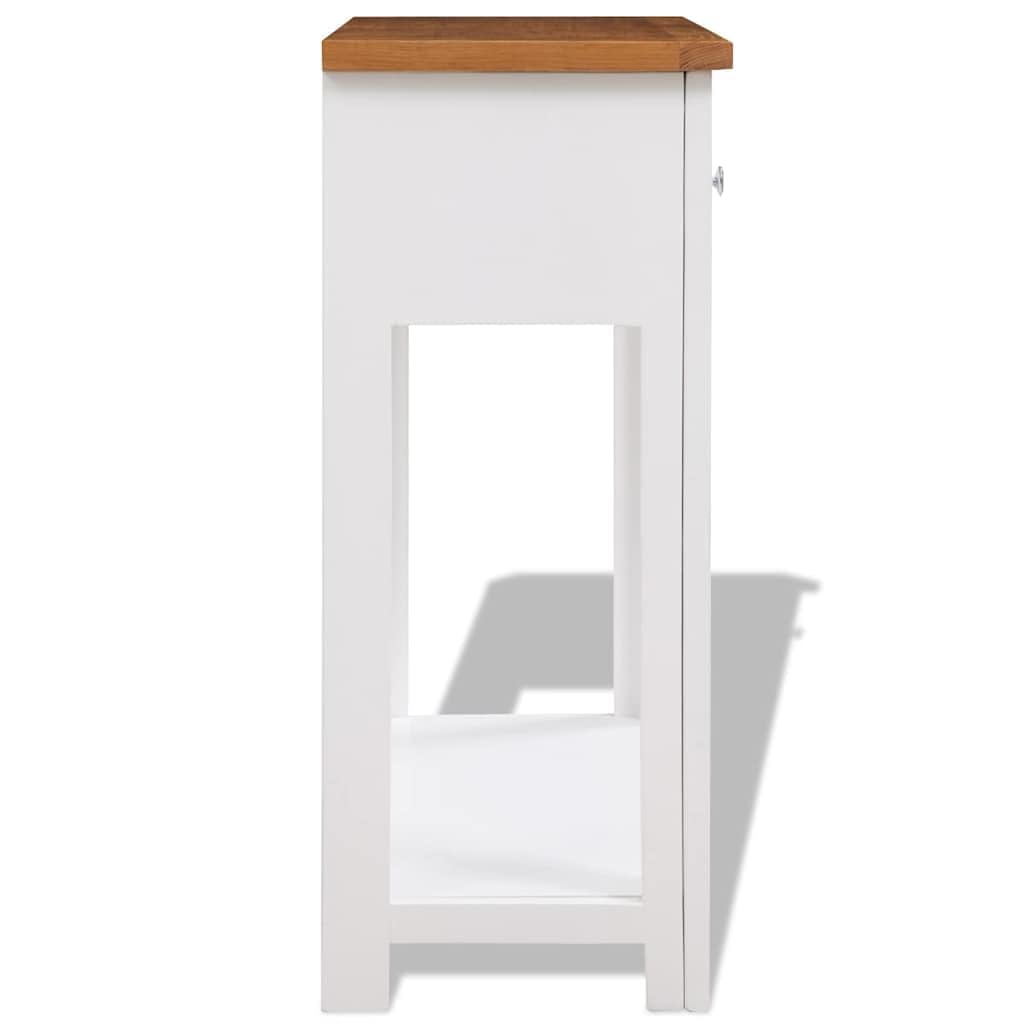 Solid Oak Wood Console Table with Drawers and Shelf O684