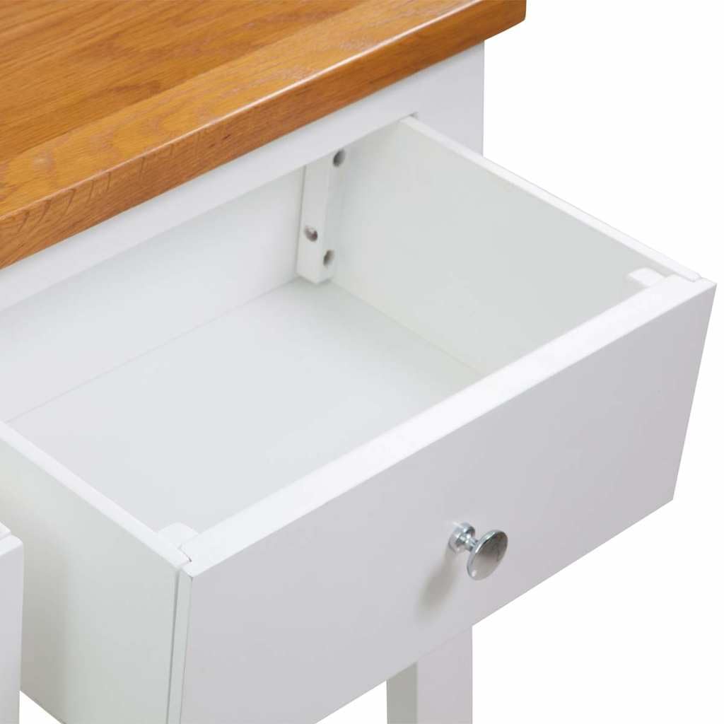 Solid Oak Wood Console Table with Drawers and Shelf O684