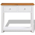 Solid Oak Wood Console Table with Drawers and Shelf O684