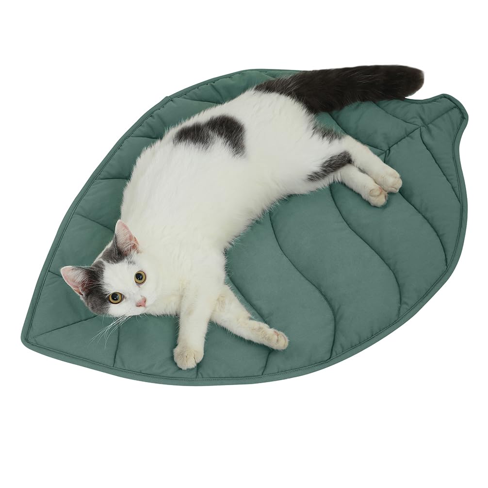 30 X 20 Inch Leaf Shaped Cotton Cat Bed Pad Q38999