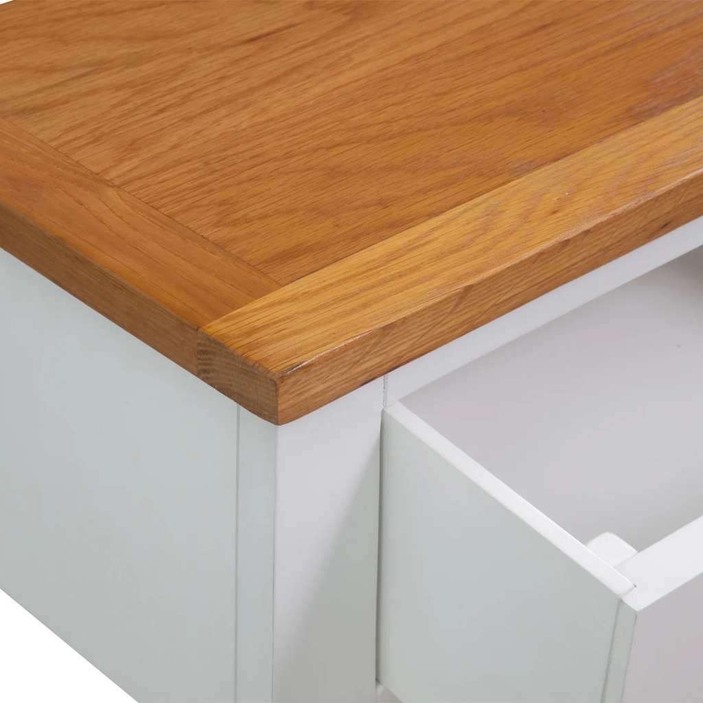 Solid Oak Wood Console Table with Drawers and Shelf O684