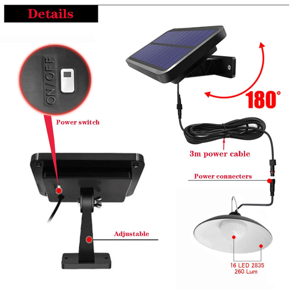 Solar Pendant Lights IP65 Waterproof Dusk to Dawn with Remote Controller I809