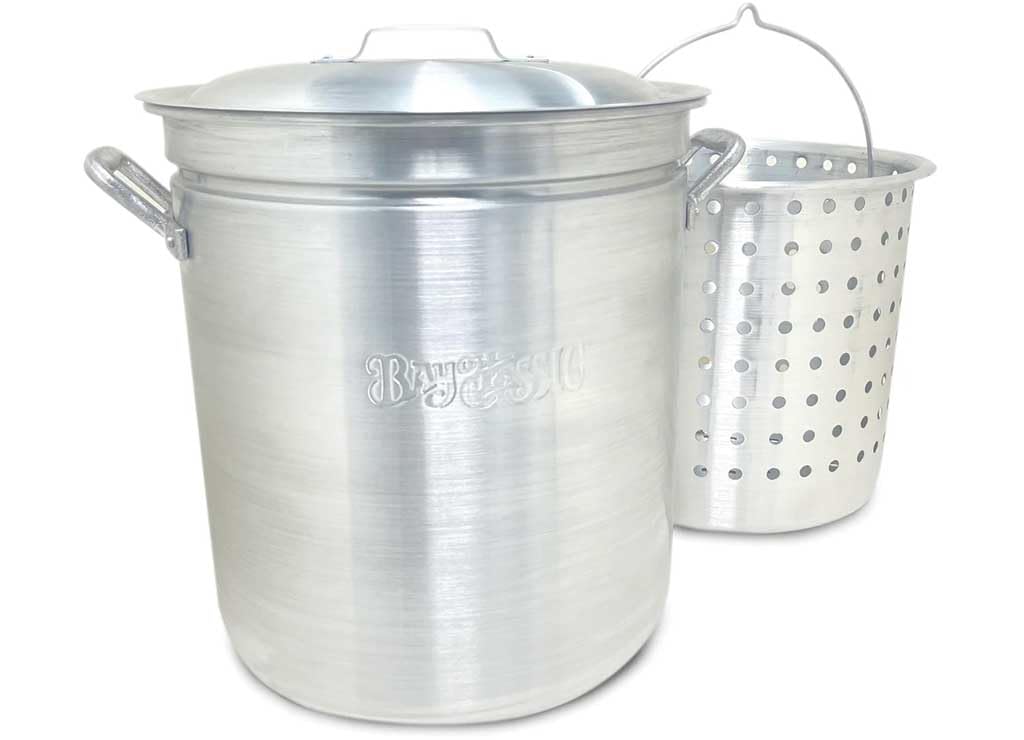 60QT Aluminum Stockpot with Basket M6731
