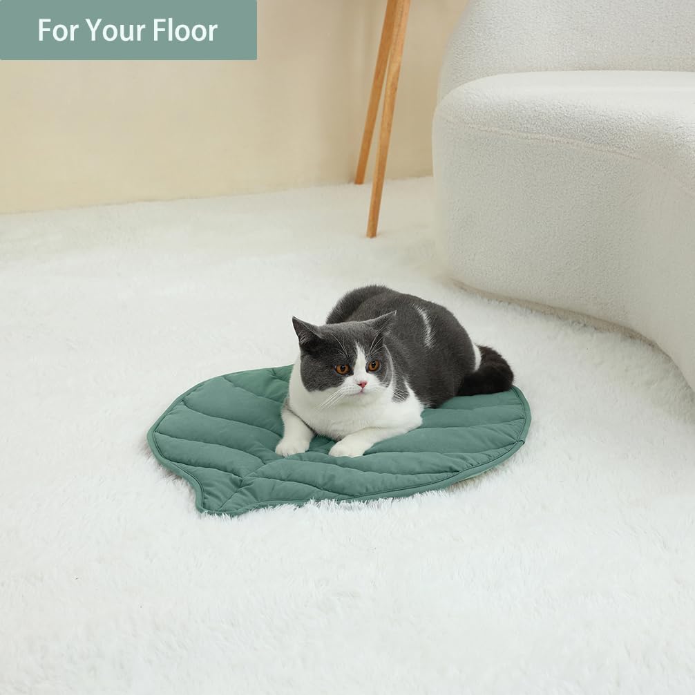 30 X 20 Inch Leaf Shaped Cotton Cat Bed Pad Q38999