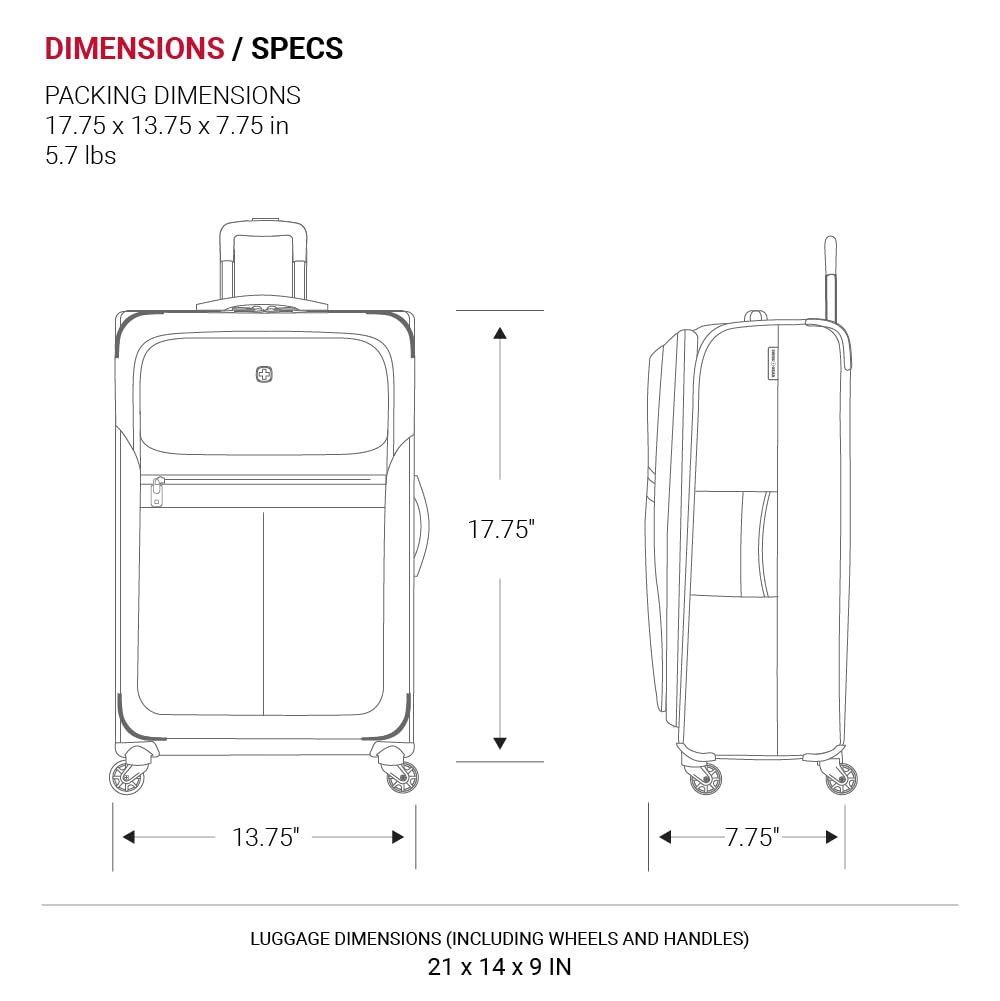 Black 18-Inch Softside Carry-On Luggage with Spinner Wheels Z5000