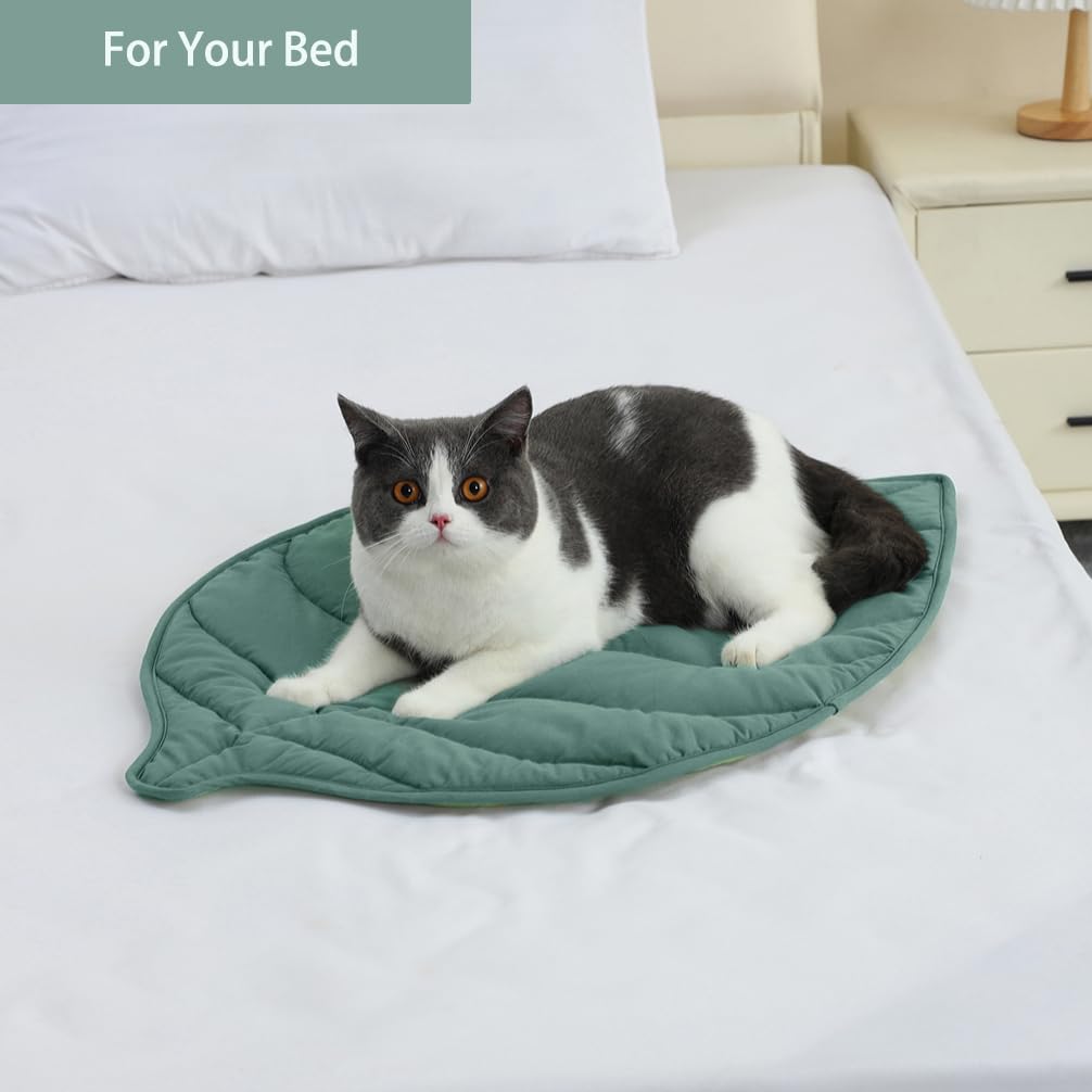 30 X 20 Inch Leaf Shaped Cotton Cat Bed Pad Q38999