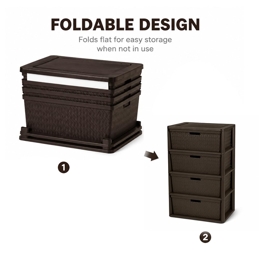 Brown 4 Drawer Plastic Storage Drawers D5277