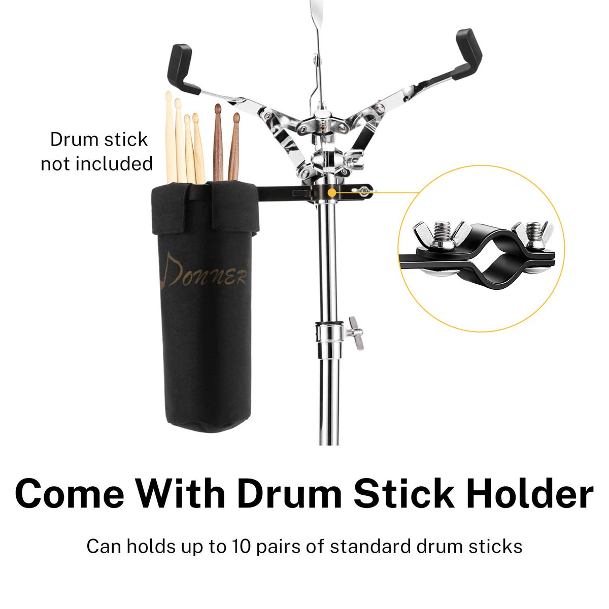Adjustable Double Braced Snare Drum Stand with Drumstick Holder A9429