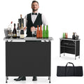 Portable 2-Tier Mobile Bar Table with Black Skirt I558