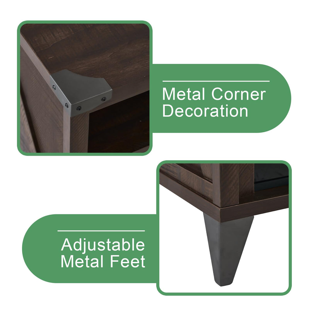 65" Fireplace TV Stand with 60" Glass Electric Fireplace E745