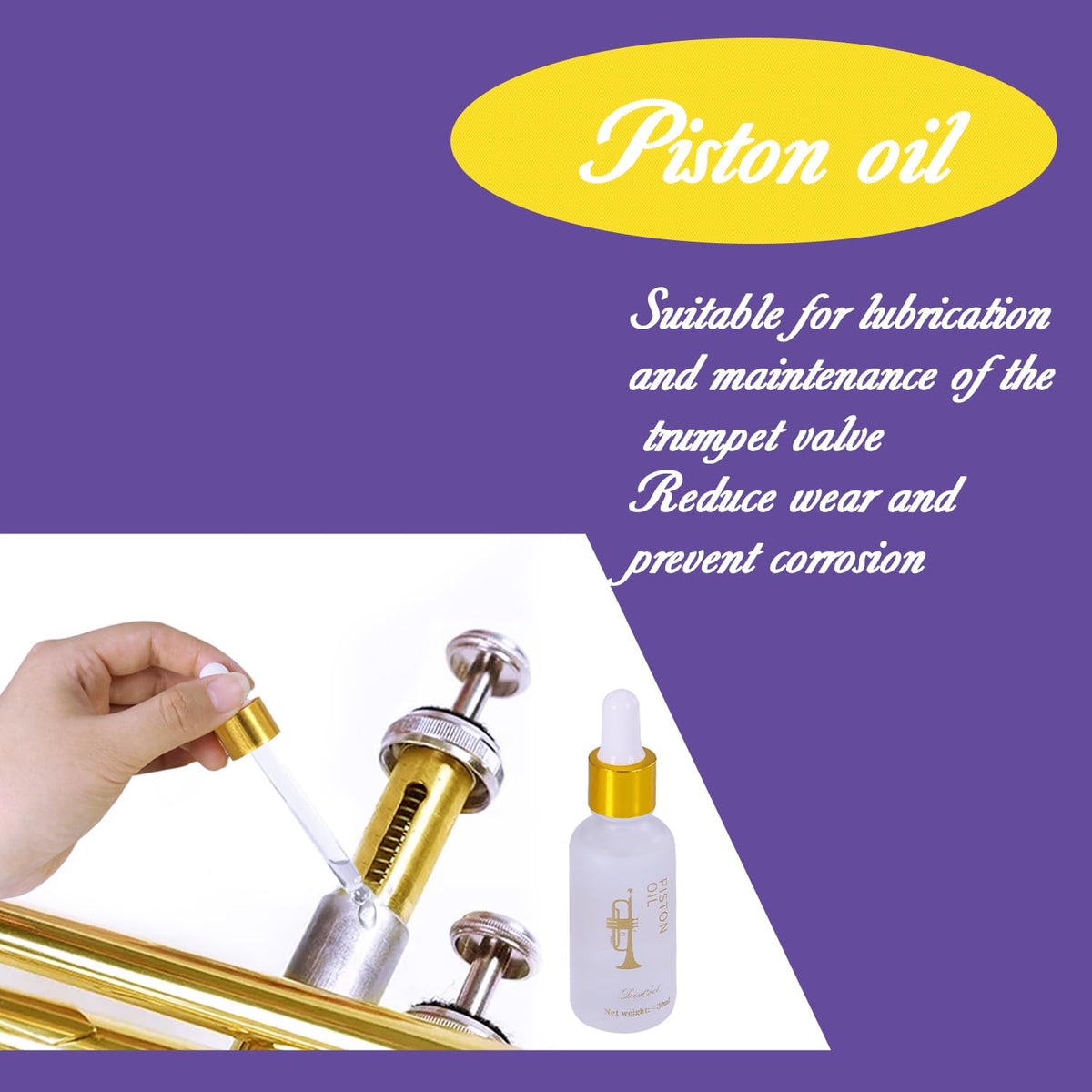 Trumpet Cleaning and Maintenance Kit with Valve Oil, Cork Grease, Cleaning Cloth, Mouthpiece, Cleaning Brush, Gloves C680
