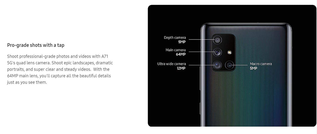 Unlocked 5G Smartphone 128GB 6GB RAM Black Y874262