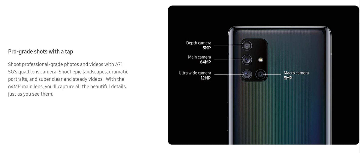Unlocked 5G Smartphone 128GB 6GB RAM Black Y874262