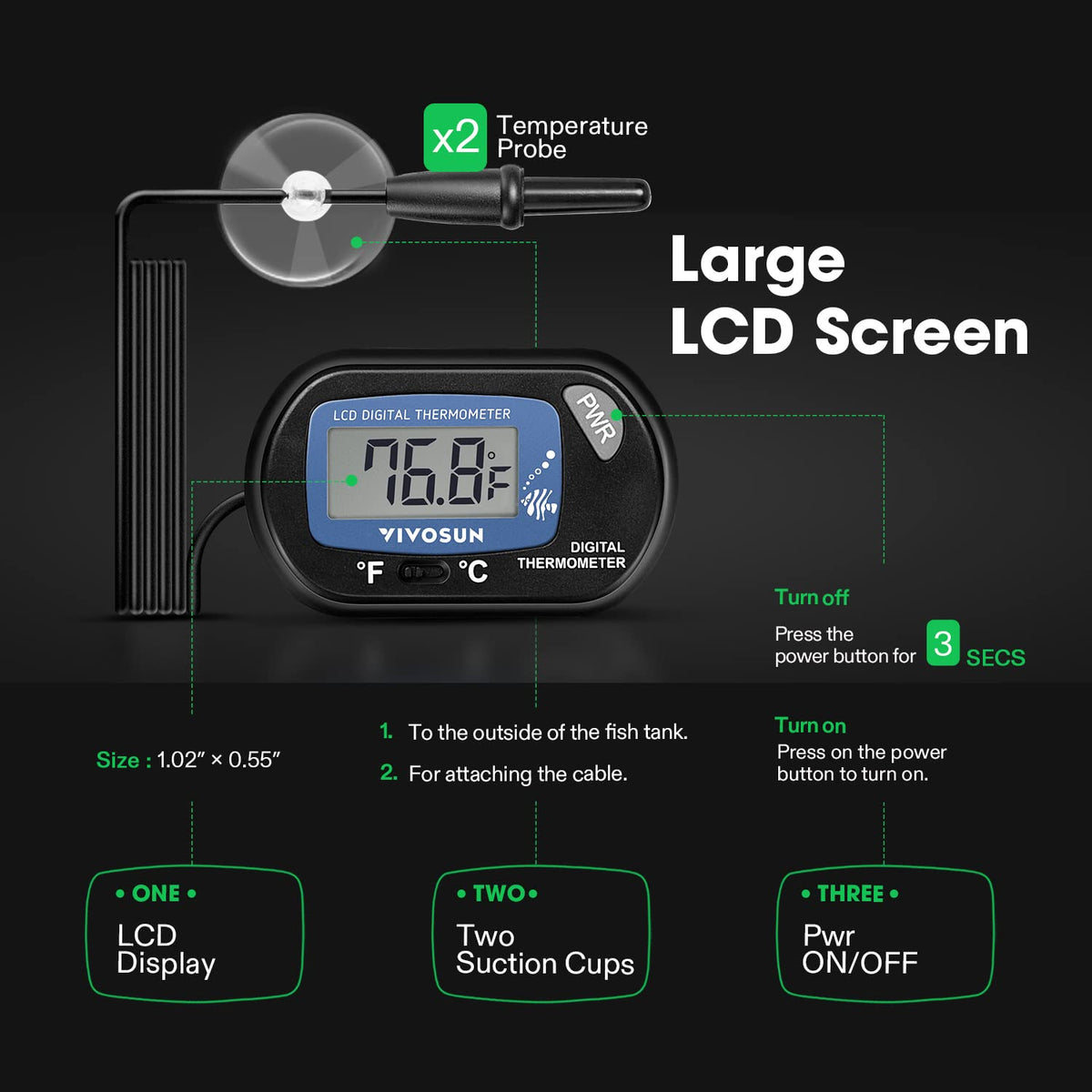 2-Pack LCD Digital Aquarium Thermometer Q78441