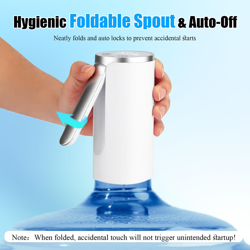 Countertop Water Dispenser with LED Display, Foldable Spout, 4 Dispense Modes, USB-C Rechargeable, White Z4263