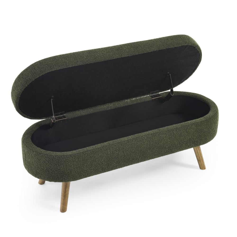 Oval Storage Bench with Rubber Wood Legs V534893