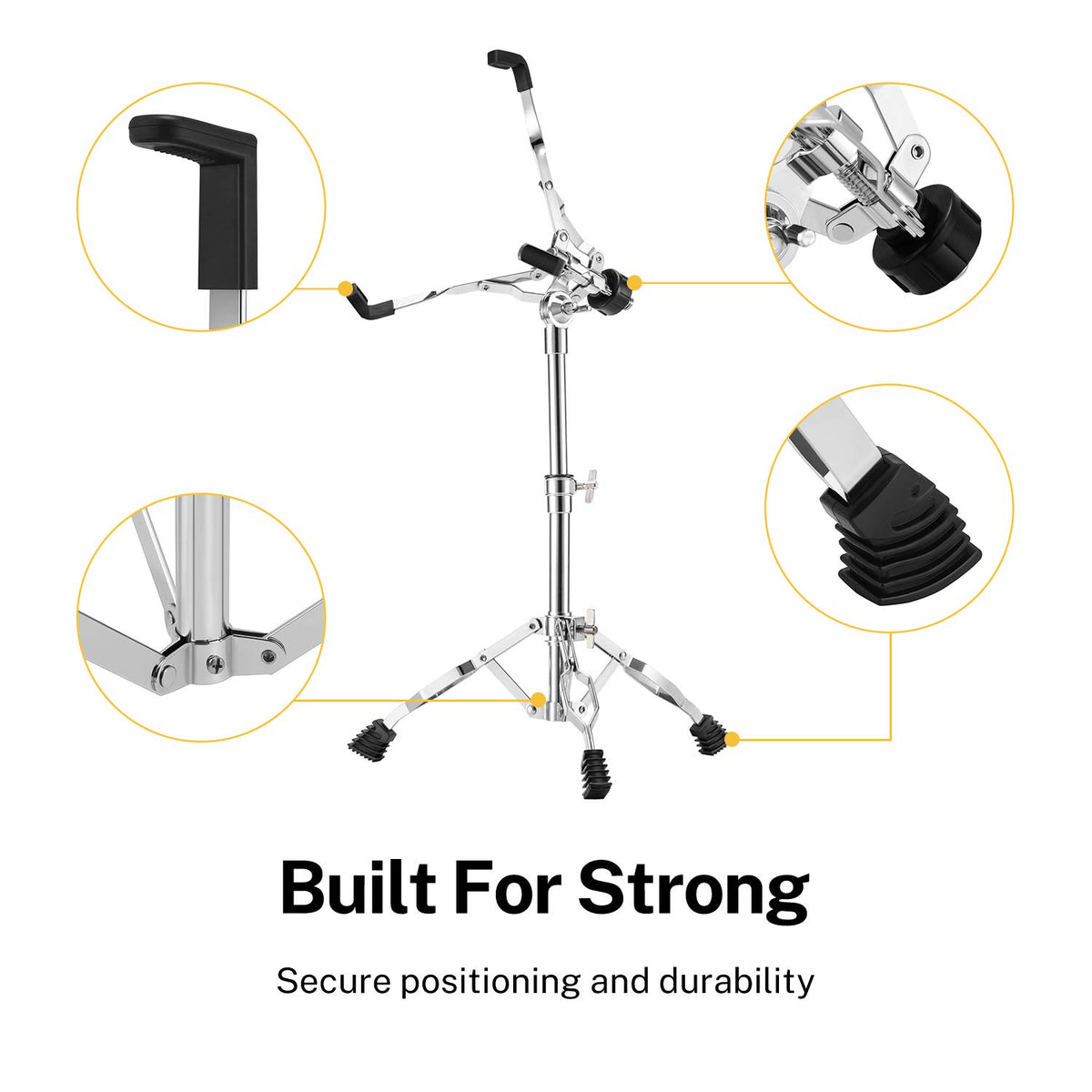Adjustable Double Braced Snare Drum Stand with Drumstick Holder A9429
