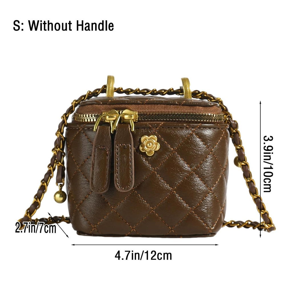 Quilted Leather Crossbody Bag with Chain Strap B8908