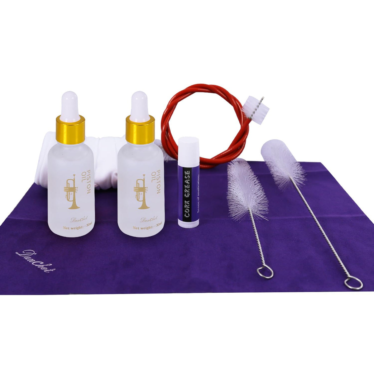 Trumpet Cleaning and Maintenance Kit with Valve Oil, Cork Grease, Cleaning Cloth, Mouthpiece, Cleaning Brush, Gloves C680