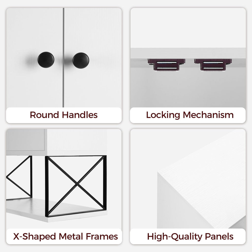 White 2 Door Wall Mounted Bathroom Cabinet with Adjustable Shelf Q688