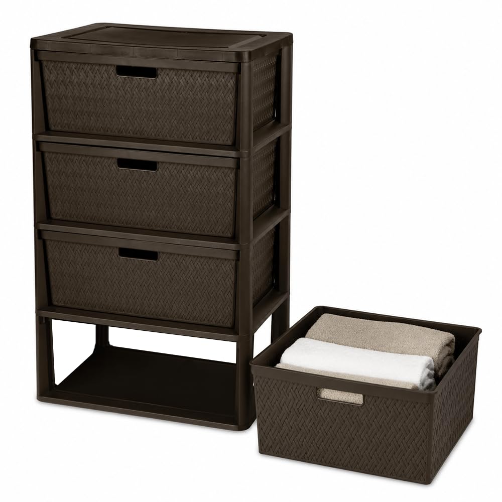 Brown 4 Drawer Plastic Storage Drawers D5277