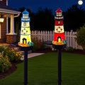 2 Packs Solar Powered Red and Blue Lighthouse Floor Lamps X53306