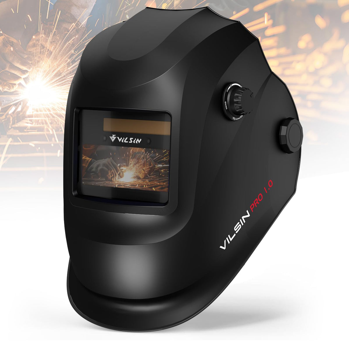 Auto Darkening Solar Powered Welding Helmet with 2 Arc Sensor, Black J157118