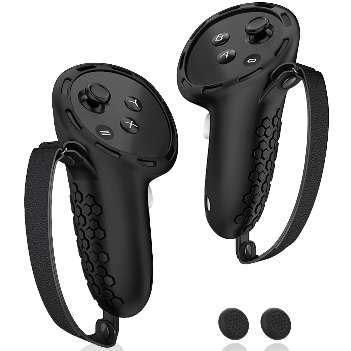 Silicone Controller Grip Cover with Non-Slip Thumbstick Covers Black V448