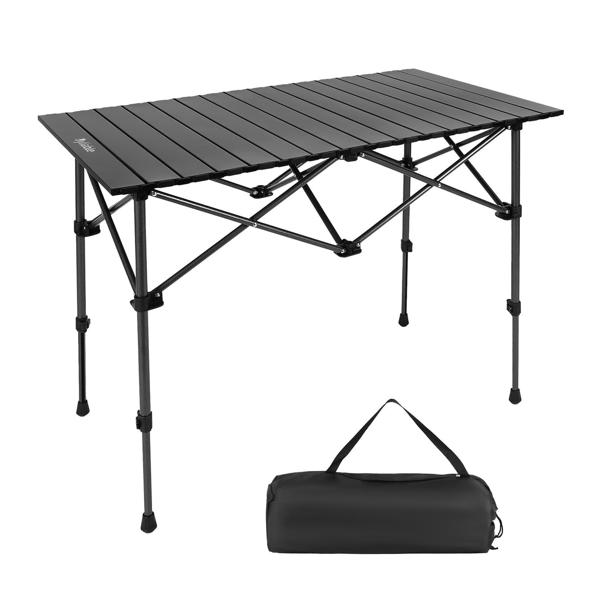 Folding Camping Table Aluminum Adjustable Height Black Z958