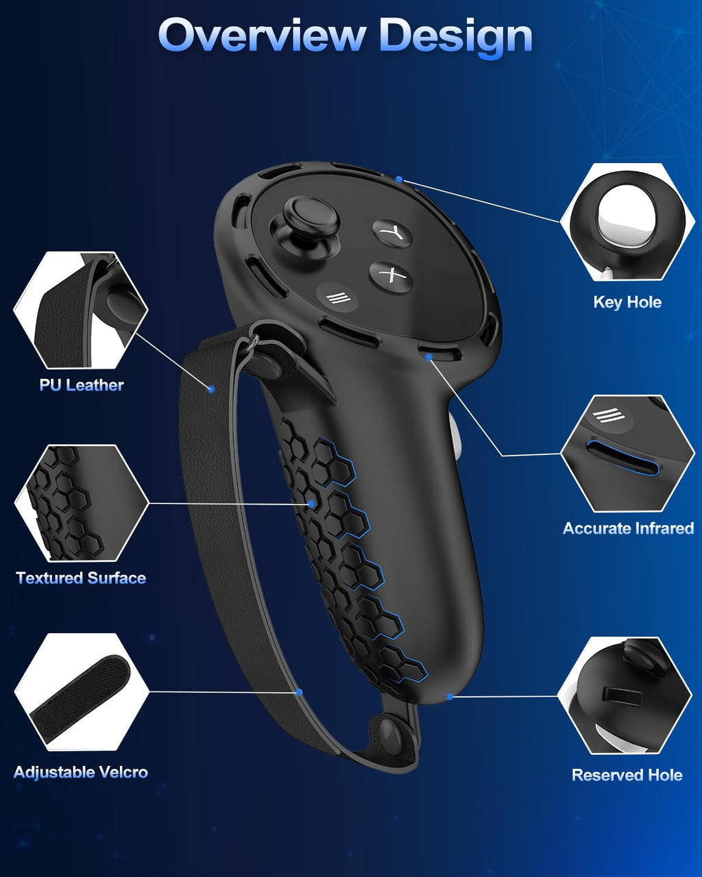 Silicone Controller Grip Cover with Non-Slip Thumbstick Covers Black V448