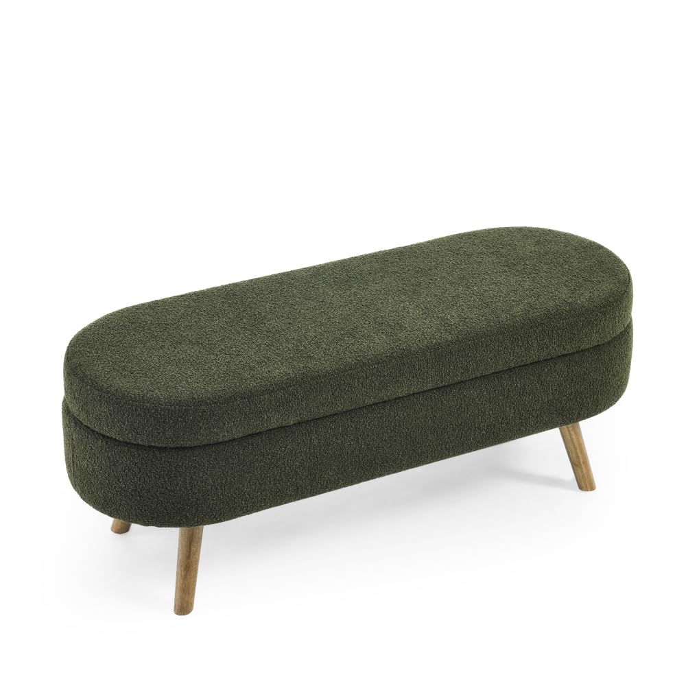 Oval Storage Bench with Rubber Wood Legs V534893