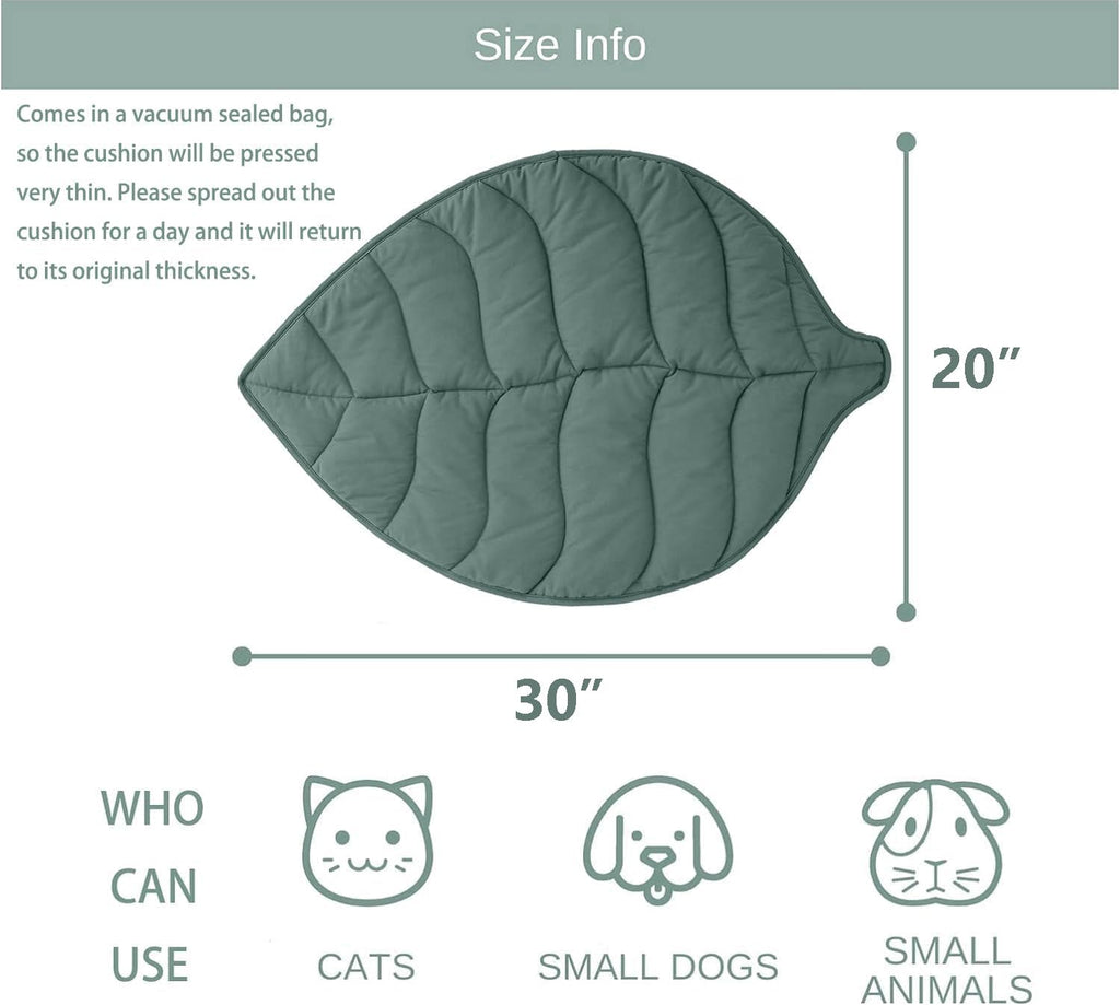 30 X 20 Inch Leaf Shaped Cotton Cat Bed Pad Q38999