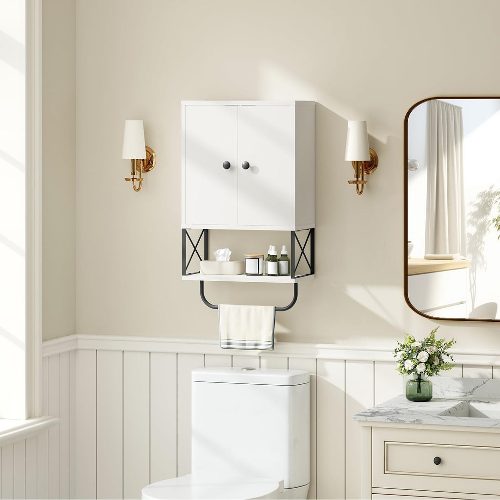White 2 Door Wall Mounted Bathroom Cabinet with Adjustable Shelf Q688