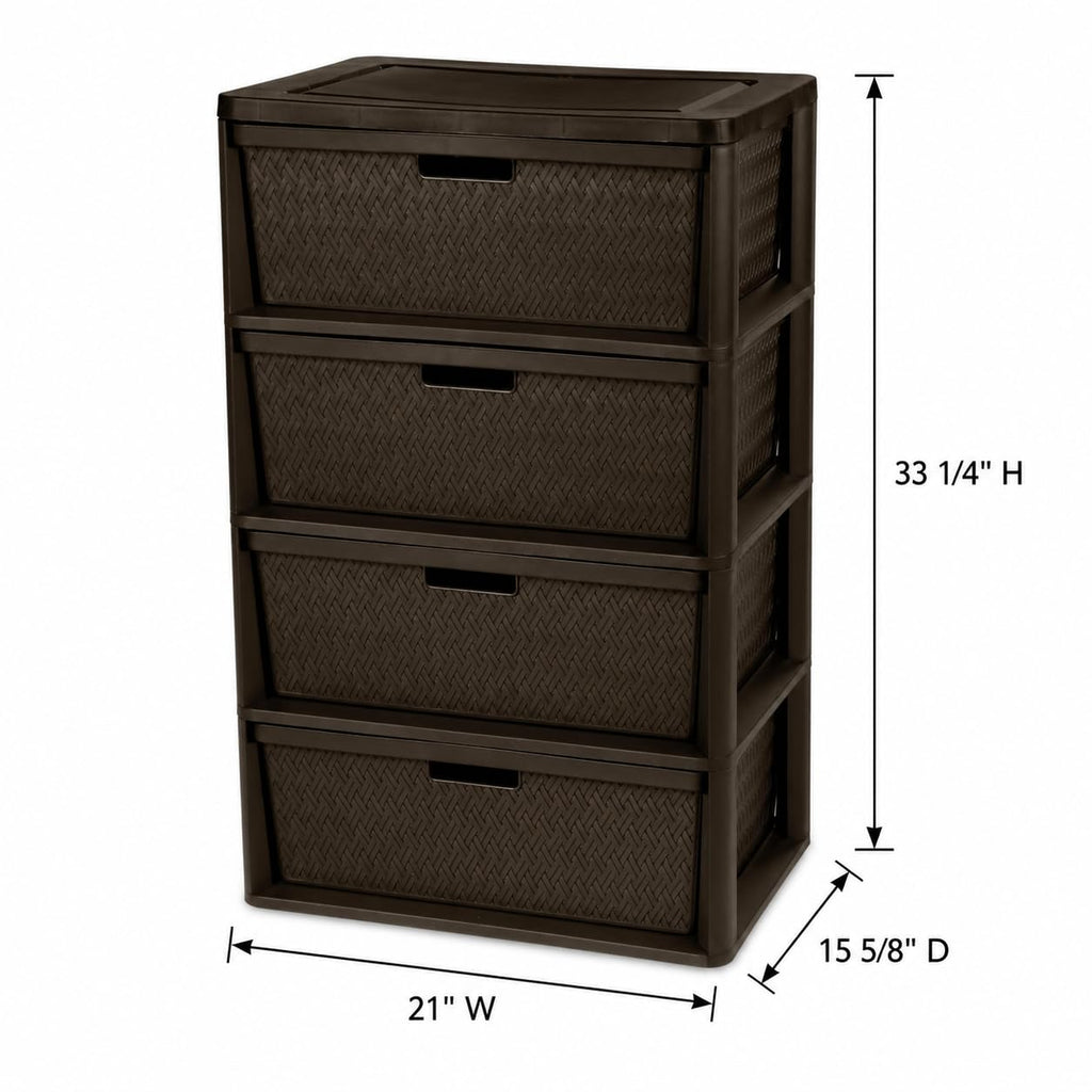 Brown 4 Drawer Plastic Storage Drawers D5277