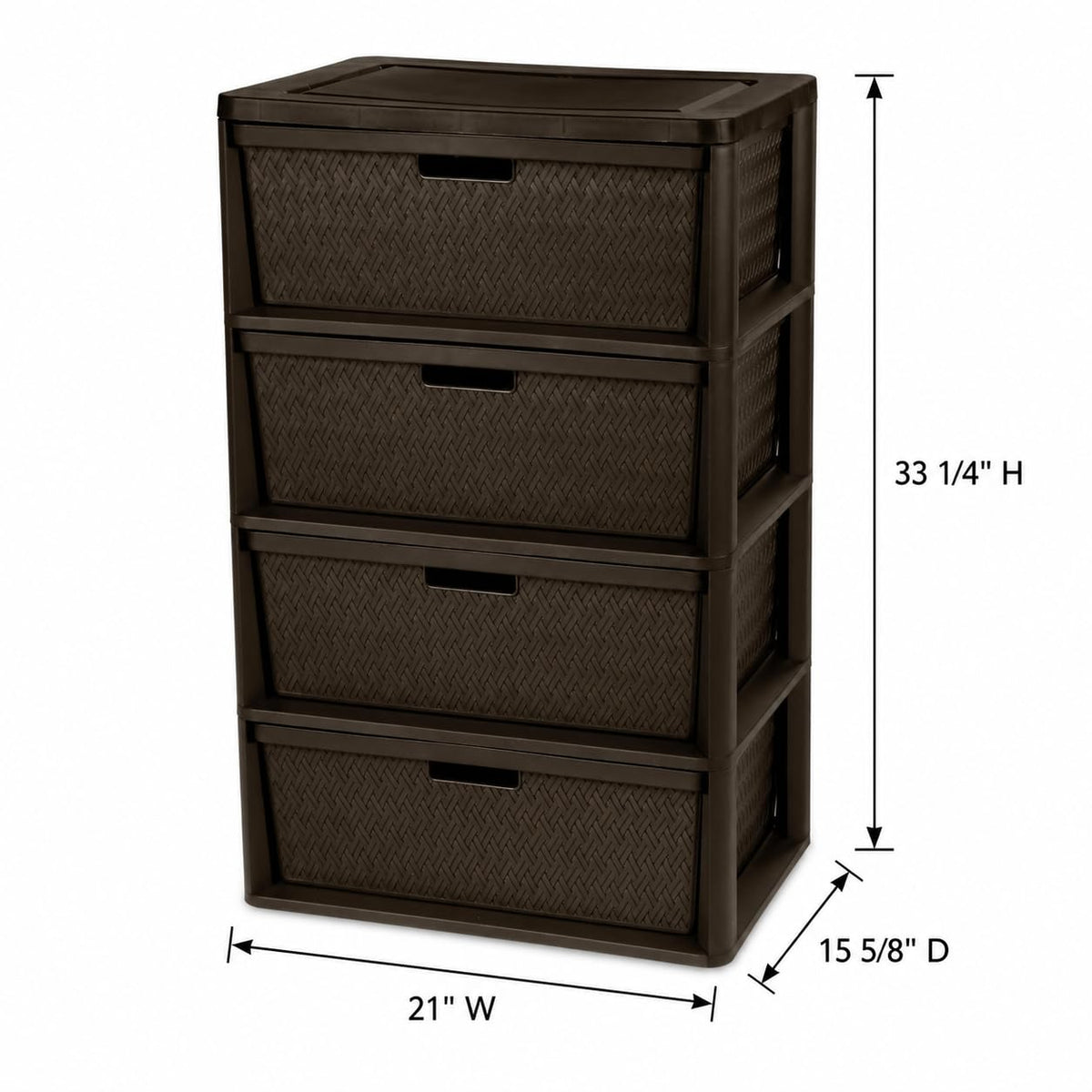 Brown 4 Drawer Plastic Storage Drawers D5277