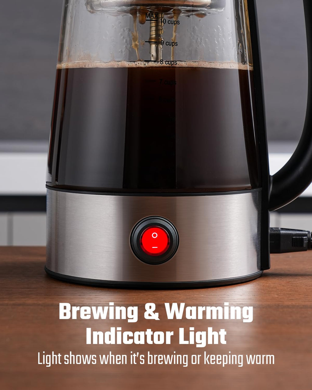 10-Cup Electric Percolator Coffee Pot with Borosilicate Carafe W30123