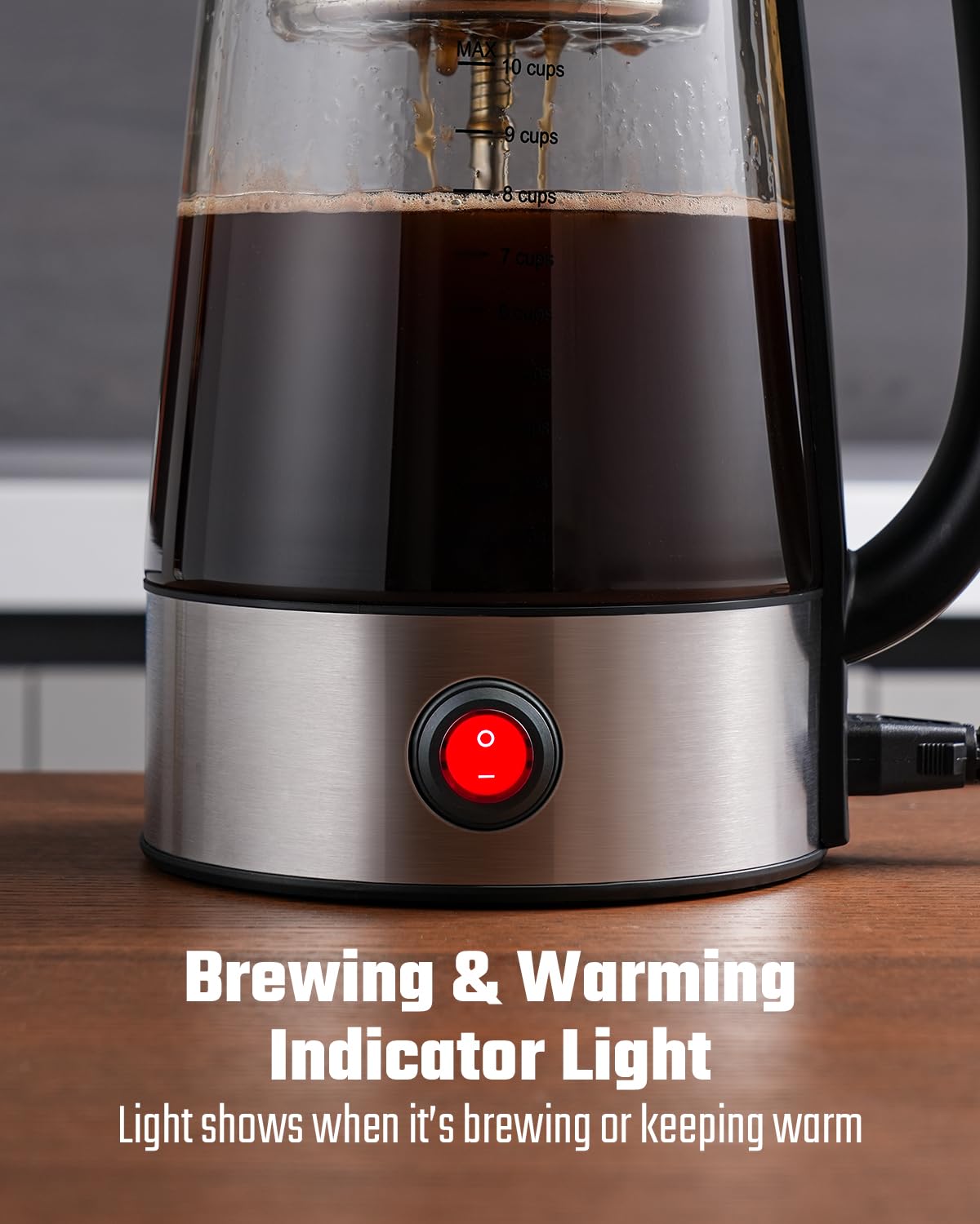 10-Cup Electric Percolator Coffee Pot with Borosilicate Carafe W30123