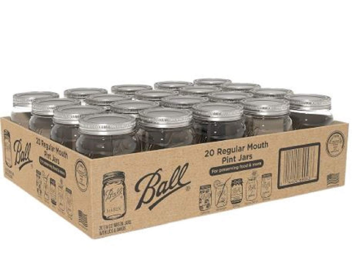 16 oz Regular Mouth Glass Canning Jars, 20 ct with Lids N689502