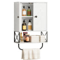 White 2 Door Wall Mounted Bathroom Cabinet with Adjustable Shelf Q688