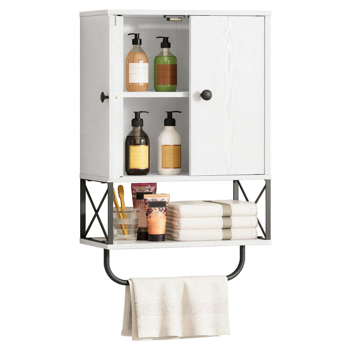 White 2 Door Wall Mounted Bathroom Cabinet with Adjustable Shelf Q688