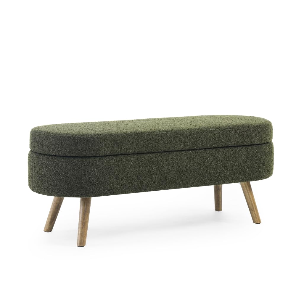 Oval Storage Bench with Rubber Wood Legs V534893