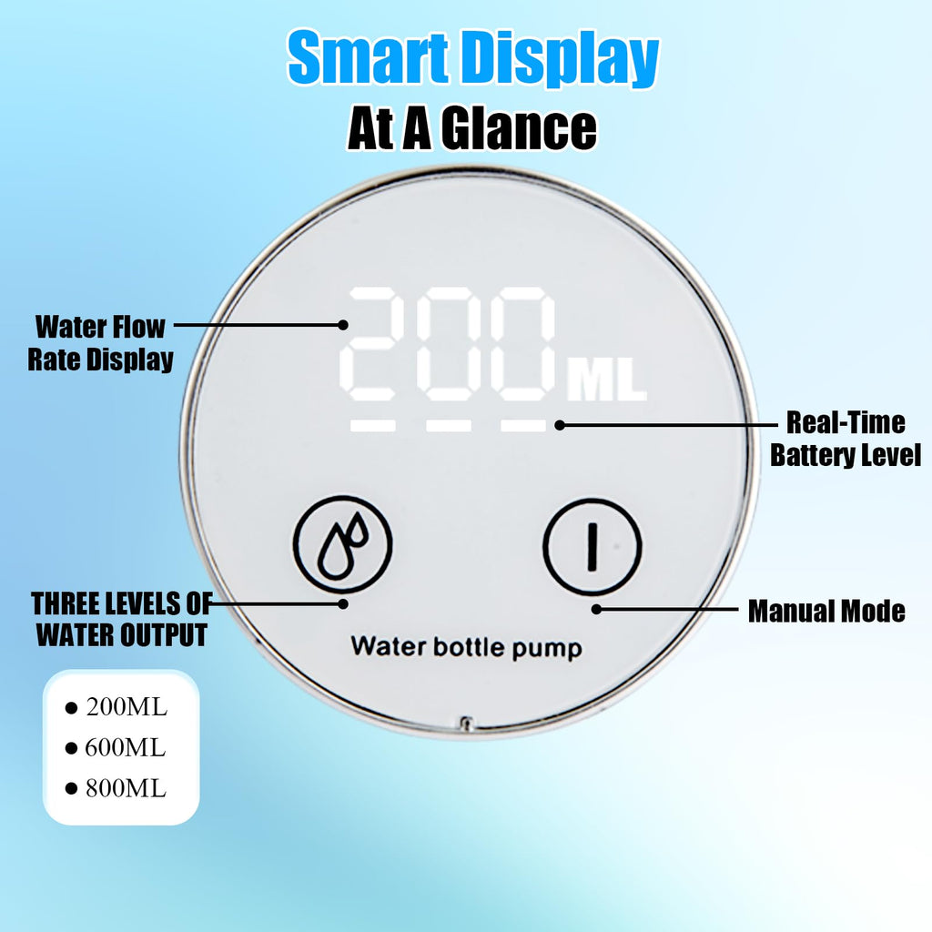 Countertop Water Dispenser with LED Display, Foldable Spout, 4 Dispense Modes, USB-C Rechargeable, White Z4263