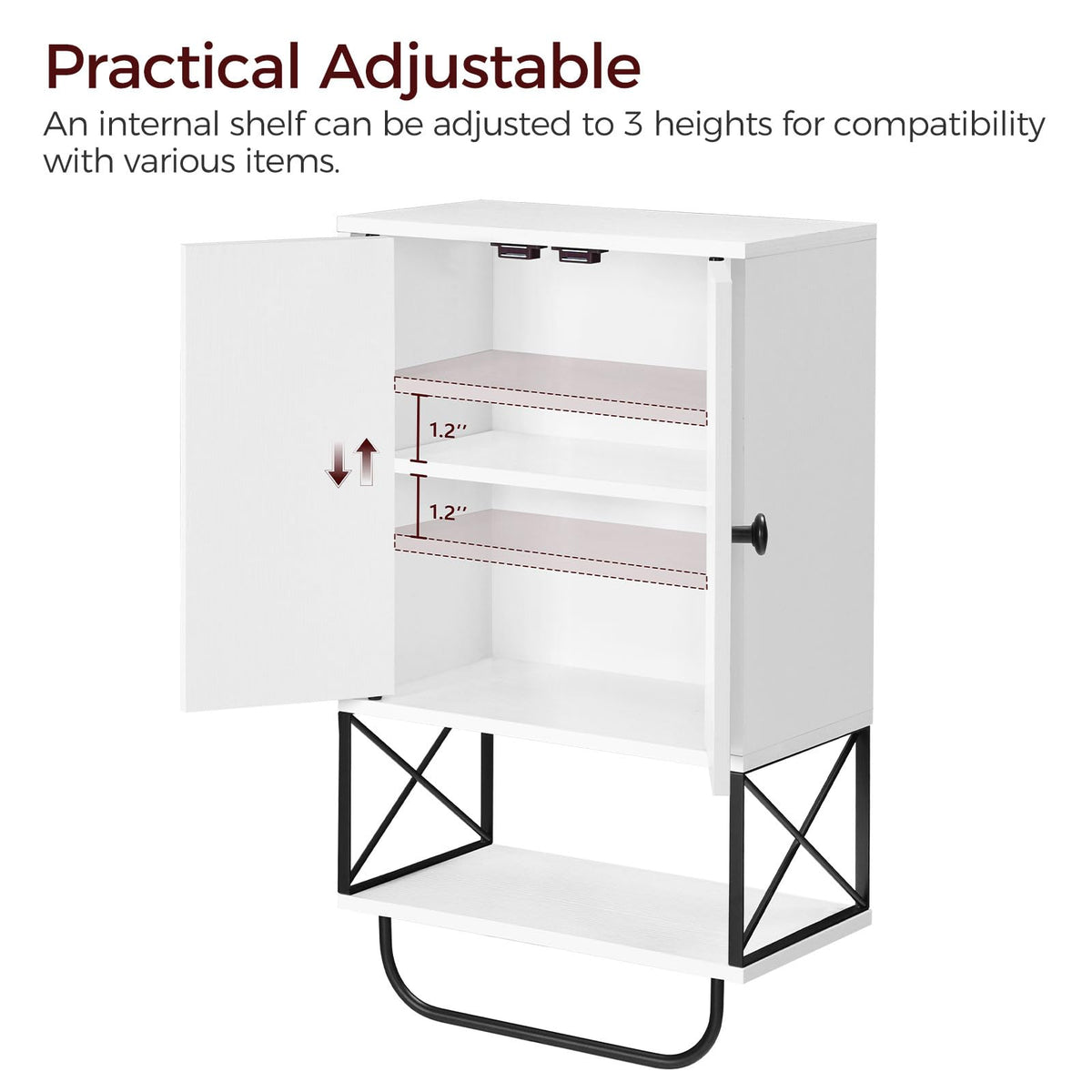White 2 Door Wall Mounted Bathroom Cabinet with Adjustable Shelf Q688