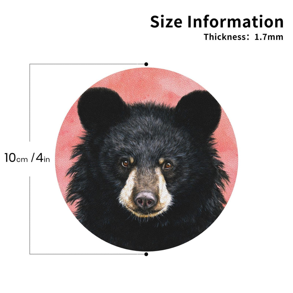 Black Bear Leather Coasters Set of 4 X162
