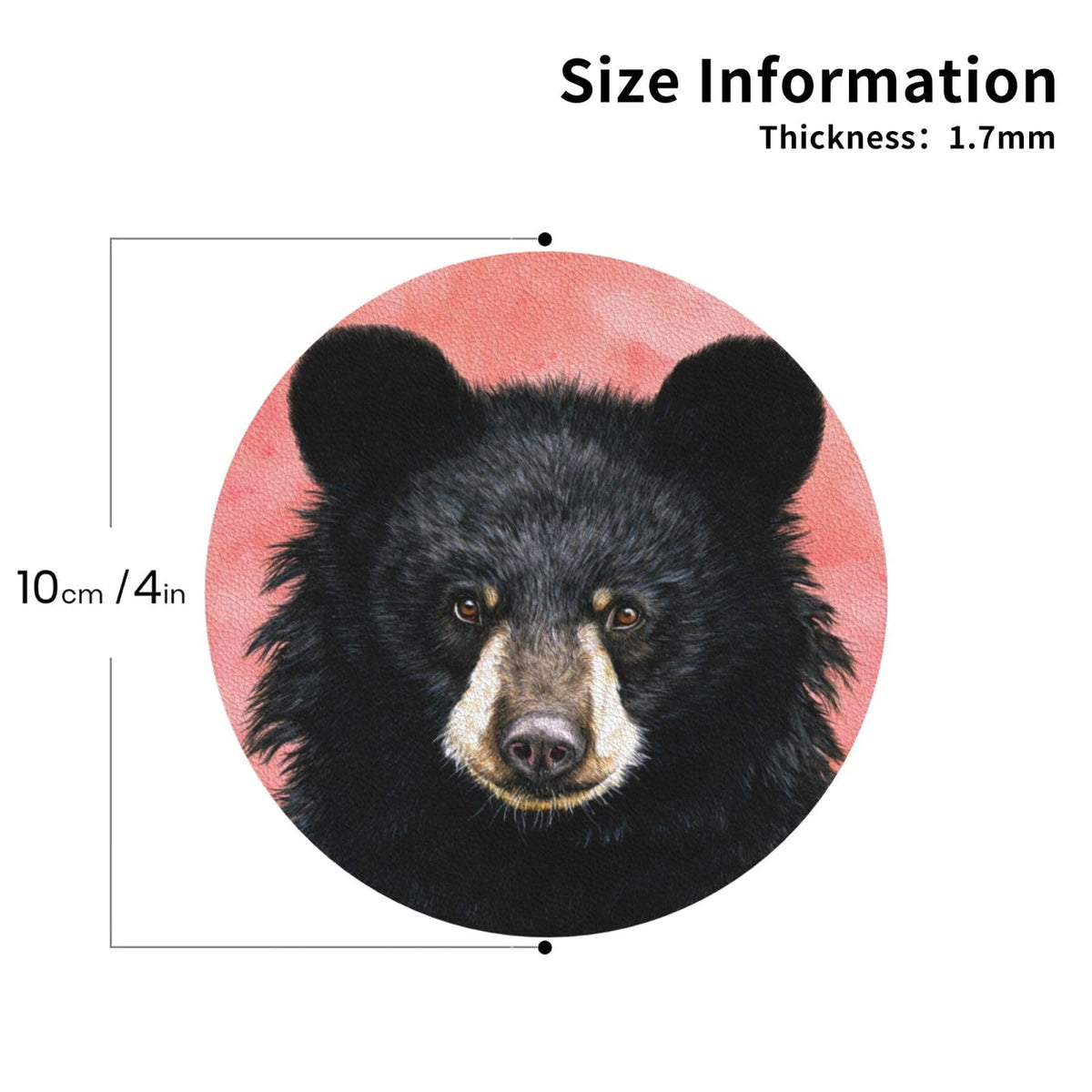 Black Bear Leather Coasters Set of 4 X162