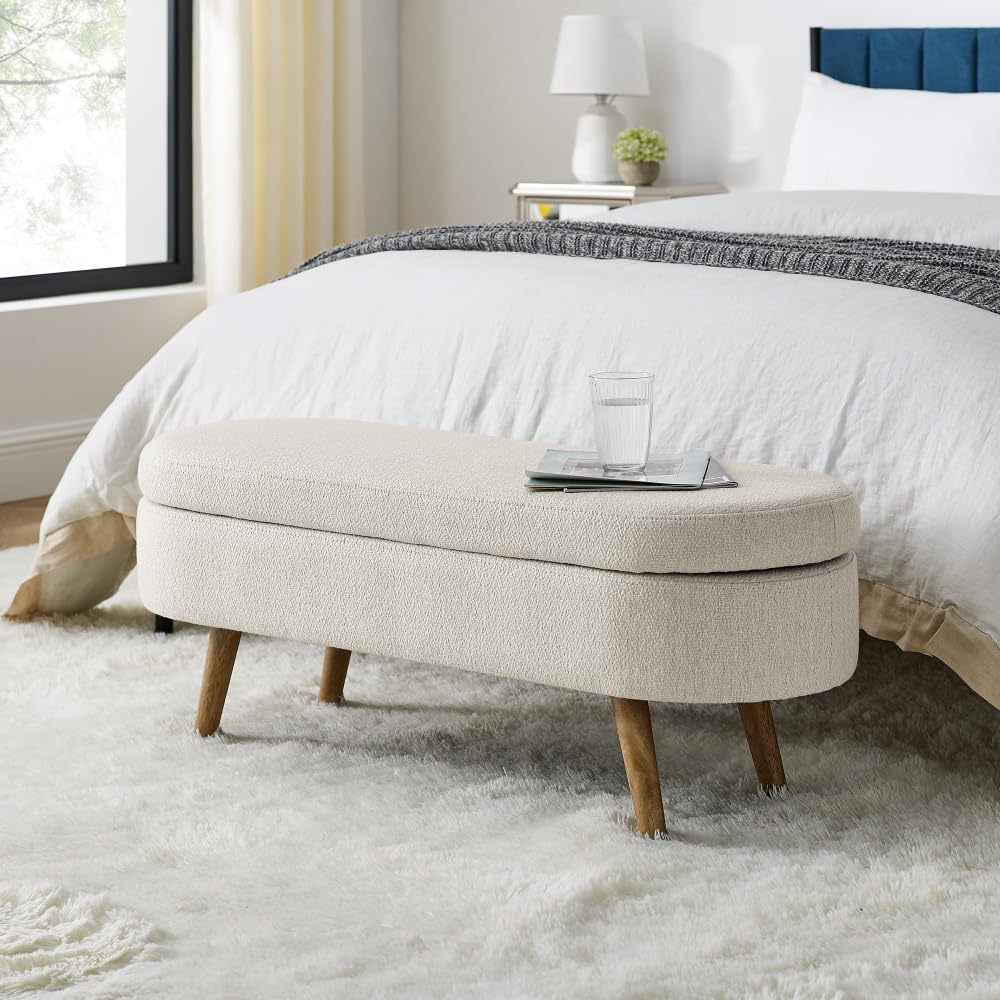Oval Storage Bench with Rubber Wood Legs V534893