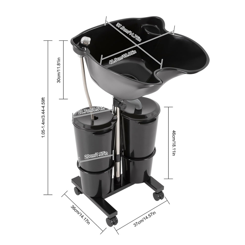 Portable Adjustable Plastic Shampoo Bowl with 2 Water Tanks W49333