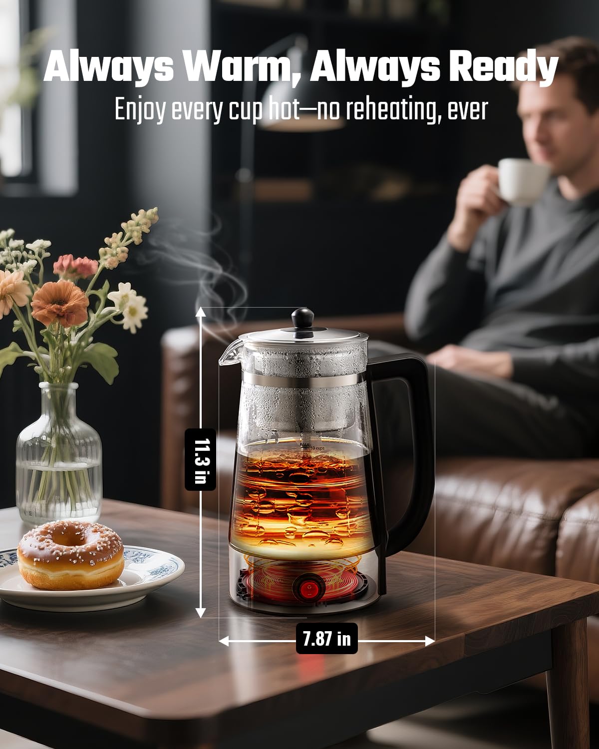 10-Cup Electric Percolator Coffee Pot with Borosilicate Carafe W30123