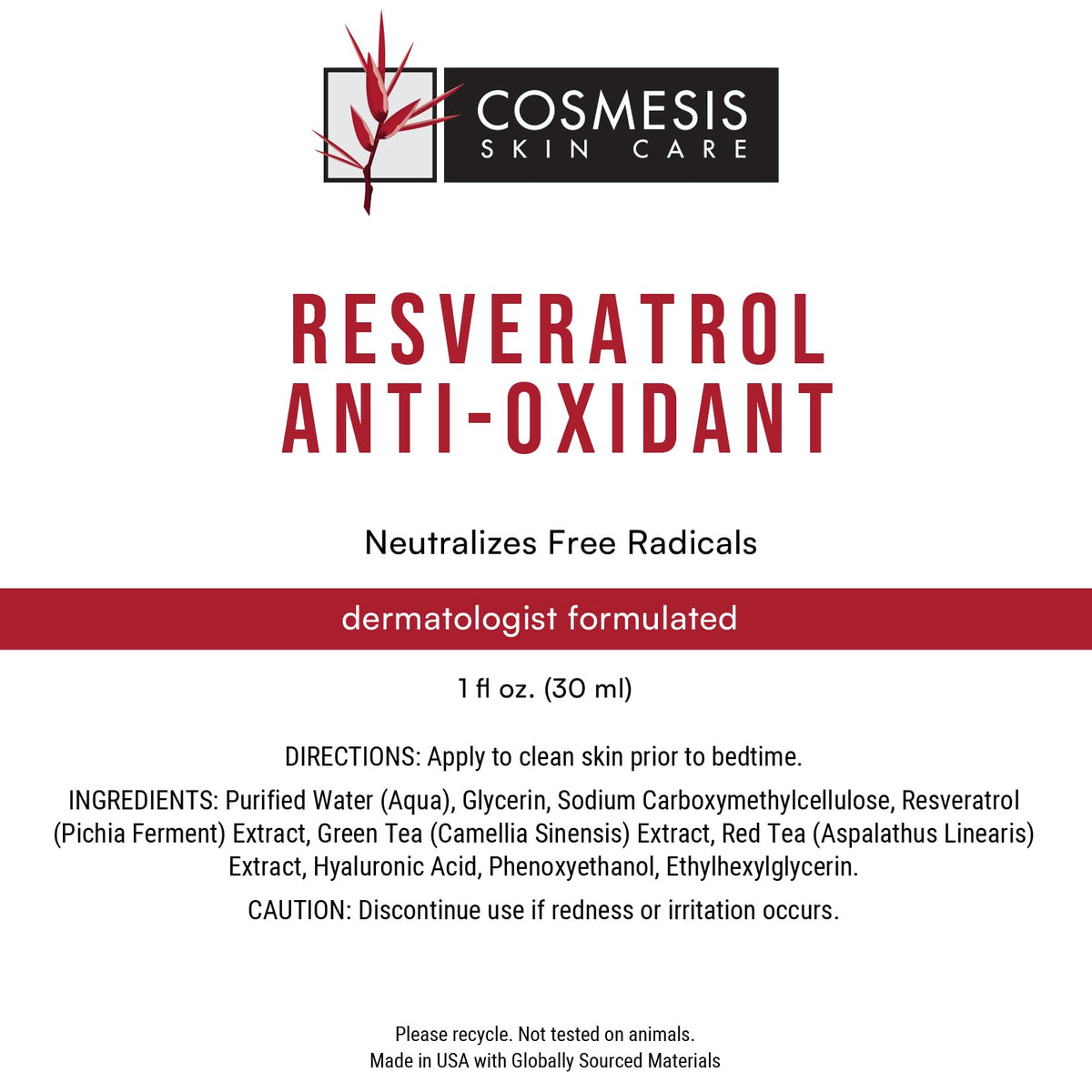 Resveratrol Antioxidant Serum with Tea Polyphenols, 1 fl oz N296531