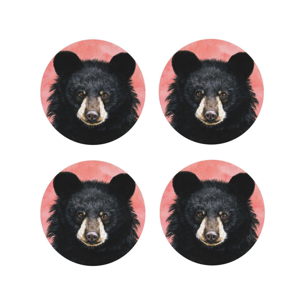 Black Bear Leather Coasters Set of 4 X162